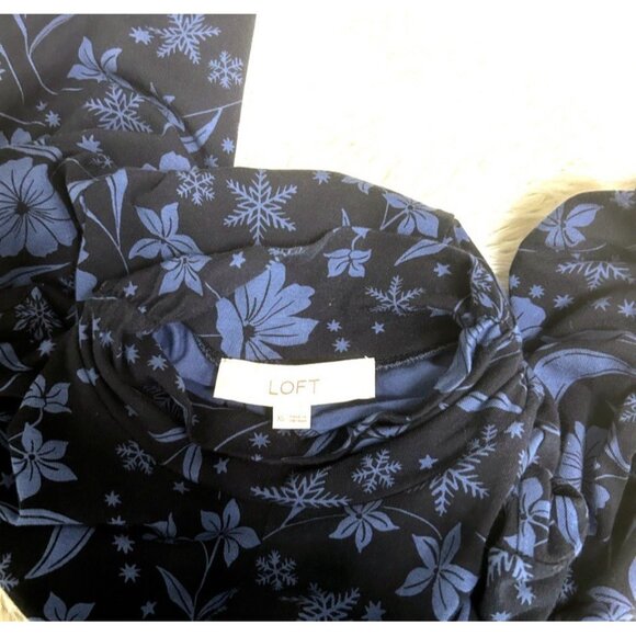 ANN TAYLOR LOFT $120 Blue Mock Neck Moon Floral Stretch Maxi Dress Size Size XS - Picture 7 of 9